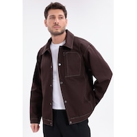 Erkek Dikiş Detaylı Oversize Gabardin Ceket - Mont-392 Kiremit Erkek Dikiş Detaylı Oversize Gabardin Ceket - Mont-392 Kiremit