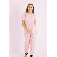 Siyah İnci Kız Çocuk %100 Pamuk Baskılı Bisiklet Yaka Pijama Takım25110057 Pembe Siyah İnci Kız Çocuk %100 Pamuk Baskılı Bisiklet Yaka Pijama Takım25110057 Pembe