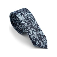 Gaffy Mavi Şal Desenli Lacivert Dokuma Kumaş Mendilli Slim Fit Kravat Lacivert - Mavi Gaffy Mavi Şal Desenli Lacivert Dokuma Kumaş Mendilli Slim Fit Kravat Lacivert - Mavi