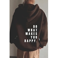 Do What Baskılı Oversize Sweatshirt Kahverengi Do What Baskılı Oversize Sweatshirt Kahverengi