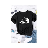 Uyguntarz Çocuk Sleep Panda Baskılı Pamuklu Tshirt Siyah Uyguntarz Çocuk Sleep Panda Baskılı Pamuklu Tshirt Siyah