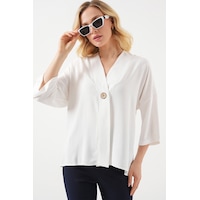 Bigdart Kadın Kısa Kol Oversize Kimono 5969 - Beyaz Bigdart Kadın Kısa Kol Oversize Kimono 5969 - Beyaz