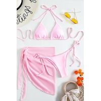 Angelsin Pareolu Bağlamalı 3'lü Bikini Takım Set Çıkartılabilir Kaplı Pembe Angelsin Pareolu Bağlamalı 3'lü Bikini Takım Set Çıkartılabilir Kaplı Pembe
