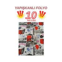 45cm X 10 Metre 1 Rulo Folyo Yapışkanlı London Yazılı Kafe Mutfak Duvar Kaplama Folyosu Kağıdı 45cm X 10 Metre 1 Rulo Folyo Yapışkanlı London Yazılı Kafe Mutfak Duvar Kaplama Folyosu Kağıdı