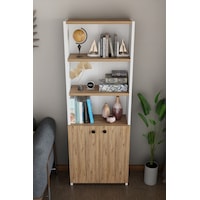 Kapaklı Çok Amaçlı Salon Dolabı 150x50x22 Cm Raflı Kitaplık Dekoratif Depolama Ünitesi Atlantik Çam - Beyaz Kapaklı Çok Amaçlı Salon Dolabı 150x50x22 Cm Raflı Kitaplık Dekoratif Depolama Ünitesi Atlantik Çam - Beyaz