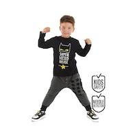 Süper Kahraman Erkek Çocuk Kışlık T-shirt Pantolon Takım