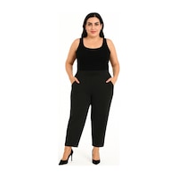 Büyük Beden Lastikli Yüksek Bel Taşlı Mom Likralı Taş Deri Detaylı Kışlık Kaşe Kadın Pantolon Siyah Büyük Beden Lastikli Yüksek Bel Taşlı Mom Likralı Taş Deri Detaylı Kışlık Kaşe Kadın Pantolon Siyah