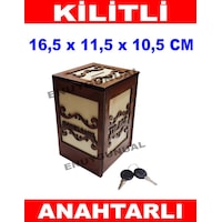 Kilitli Tipbox Dekoratif Ahşap Kumbara Bahşiş Kutusu Kilitli Tipbox Dekoratif Ahşap Kumbara Bahşiş Kutusu