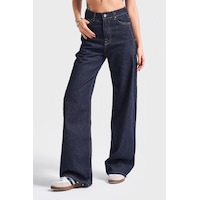 it's basic Kadın Lacivert Su Yıkama Olea 7w4-50 Wide Leg Fit %100 Koton Denim Jean it's basic Kadın Lacivert Su Yıkama Olea 7w4-50 Wide Leg Fit %100 Koton Denim Jean