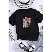 Uyguntarz Çocuk Cartoon Face Pamuklu Tshirt Antrasit - Siyah Uyguntarz Çocuk Cartoon Face Pamuklu Tshirt Antrasit - Siyah