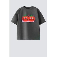 Monila Kız Çocuk Baskılı Pamuklu Bisiklet Yaka T-shirt Antrasit Monila Kız Çocuk Baskılı Pamuklu Bisiklet Yaka T-shirt Antrasit