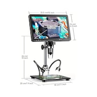 10.1'' Dm12 Hdmı Dijital Mikroskop 2000x Büyütme 20mp Kamera 10 Led Işık 32 Gb Uzaktan Kumanda