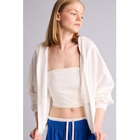 Defacto Cropped Fit Kapüşonlu Kalın Fermuarlı Sweatshirt Z7069az26auwt32 Beyaz-wt32 Defacto Cropped Fit Kapüşonlu Kalın Fermuarlı Sweatshirt Z7069az26auwt32 Beyaz-wt32