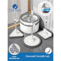 Cleova Yeni Tasarım Otomatik 360 Döner Mop Ve Temizlik Seti, 3 Başlıklı Paspas Mop Cleova Yeni Tasarım Otomatik 360 Döner Mop Ve Temizlik Seti, 3 Başlıklı Paspas Mop