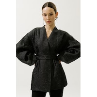 Manuka Jakar Organze Kimono Siyah Siyah Manuka Jakar Organze Kimono Siyah Siyah