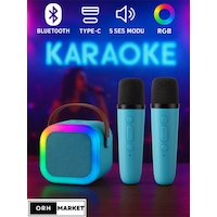 Çift Mikrofonlu Kablosuz Karaoke Bluetooth Rgb Işıklı, Taşınabilir, Usb/sd Destekli Parti Hoparlörü Çift Mikrofonlu Kablosuz Karaoke Bluetooth Rgb Işıklı, Taşınabilir, Usb/sd Destekli Parti Hoparlörü