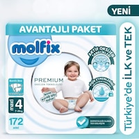 Molfix Premium Avantajlı Paket 4 Beden 172 Adet 2'li Molfix Premium Avantajlı Paket 4 Beden 172 Adet 2'li