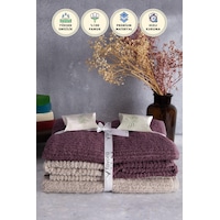 Line %100 Pamuk Luxury 6 Parça Havlu Hamam Seti - Bej Mürdüm Line %100 Pamuk Luxury 6 Parça Havlu Hamam Seti - Bej Mürdüm