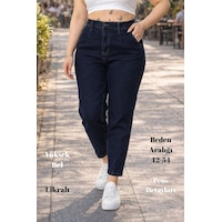 Cedy Denim Mom Fit Jean Büyük Beden Yüksek Bel Carrot Kesim Dar Paça Pileli Esnek Kot Pantolon C600 Lacivert Cedy Denim Mom Fit Jean Büyük Beden Yüksek Bel Carrot Kesim Dar Paça Pileli Esnek Kot Pantolon C600 Lacivert