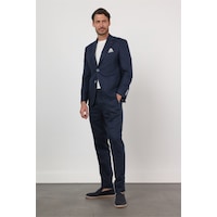 İmza Lacivert Mono Yaka Keten 6 Drop Slim Fit Yarım Astar %100 Keten Takım Elbise 1001260164 İmza Lacivert Mono Yaka Keten 6 Drop Slim Fit Yarım Astar %100 Keten Takım Elbise 1001260164