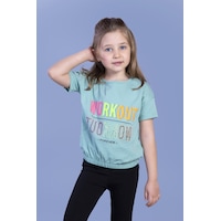 Toontoy Kids Toontoy Kız Çocuk Workout Baskılı Taş İşlemeli Tişört Yeşil Toontoy Kids Toontoy Kız Çocuk Workout Baskılı Taş İşlemeli Tişört Yeşil