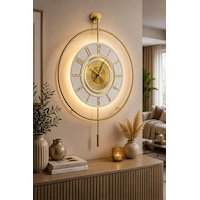 Metaquartz Aksesuar 7-24h - Büyük Boy -timelless Kristal Pilli Quartz , Metal Duvar Saati Gold