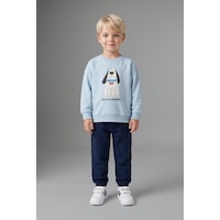 Defacto %100 Pamuk Köpek Baskılı Sweatshirt Üst Lastikli Paça Alt 2li Takım Erkek Bebek H8482a526aube343 Mavi-be343 Defacto %100 Pamuk Köpek Baskılı Sweatshirt Üst Lastikli Paça Alt 2li Takım Erkek Bebek H8482a526aube343 Mavi-be343
