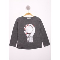 Toontoy Kids Toontoy Kız Çocuk El Baskılı T-shirt Antrasit Toontoy Kids Toontoy Kız Çocuk El Baskılı T-shirt Antrasit