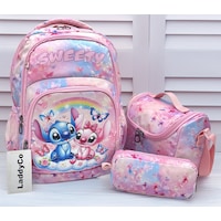 İlkokul Çantası Kız Çocuğu 3'lü Set Pudra İlk Okul Çantası Karakter Baskılı Mor - Açık Pembe İlkokul Çantası Kız Çocuğu 3'lü Set Pudra İlk Okul Çantası Karakter Baskılı Mor - Açık Pembe