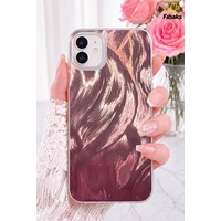 Fibaks iPhone 11 Uyumlu Kılıf Tüy Ebru Desenli Darbe Emici Rose Renkli Silikon Koruyucu Kapak Fibaks iPhone 11 Uyumlu Kılıf Tüy Ebru Desenli Darbe Emici Rose Renkli Silikon Koruyucu Kapak