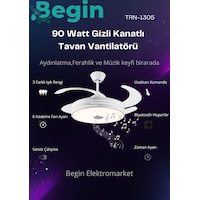 Begin 90w Gizli Kanatlı Bletooth Hoparlörlü Led Işıklı Tavan Vantilatör Uzaktan Kumandalı Begin 90w Gizli Kanatlı Bletooth Hoparlörlü Led Işıklı Tavan Vantilatör Uzaktan Kumandalı