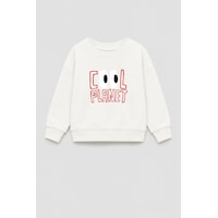 Monila Unisex Çocuk 3 İplik Kumaş Baskılı Pamuklu Sweatshirt Ekru Monila Unisex Çocuk 3 İplik Kumaş Baskılı Pamuklu Sweatshirt Ekru