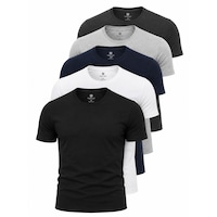 Piano Luce Erkek 5 Li Paket T-shirt Kısa Kollu Bisiklet Yaka Regular Fit 5 Renk Seçenekli Çok Renkli
