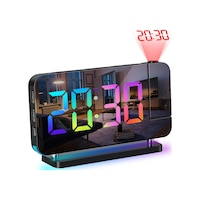 Etashop Rgb Projeksiyonlu Çalar Saat -7ayna Led Dijital Saat Tavana Zaman Yansıtma Usb & Type C Şarj Siyah