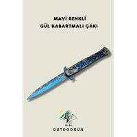 Mavi Renkli Gül Kabartmalı Kamp Çakı Koyu Mavi Mavi Renkli Gül Kabartmalı Kamp Çakı Koyu Mavi