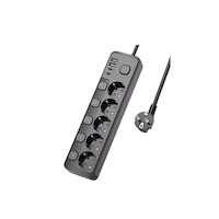 5 Li Priz + 2 Usb-a 2 Usb-c Çoklu Priz Bireysel Anahtarlı Akım Korumalı 2 Metre Kablo Hızlı Şarjlı Uzatma Kablosu 2 M