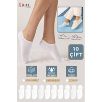 Kral Socks Kadın Pamuklu Terletmez 10'lu - 10 Çift Yazlık Görünmez Çorap Beyaz Kral Socks Kadın Pamuklu Terletmez 10'lu - 10 Çift Yazlık Görünmez Çorap Beyaz