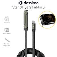 Dossimo 240w Ultra Hızlı Type-c Şarj Data Kablosu Katlanabilir Standlı 1.5m Örgülü 2 In 1 Stand+şarj Kablosu 1.5 M Dossimo 240w Ultra Hızlı Type-c Şarj Data Kablosu Katlanabilir Standlı 1.5m Örgülü 2 In 1 Stand+şarj Kablosu 1.5 M