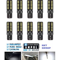 T10 Dipsiz W5w Canbus 24 Ledli Beyaz Park Plaka Ampulü 10 Adet