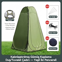 Otomatik Açılır İki Pencereli Katlanabilir Kamp Duş, Tuvalet Ve Giyinme Çadırı - 120x120x190 Cm Haki Otomatik Açılır İki Pencereli Katlanabilir Kamp Duş, Tuvalet Ve Giyinme Çadırı - 120x120x190 Cm Haki