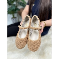 Günlük Kadın Tokalı Babet Alçak Topuklu Tırtıklı Taban Peluş Hafif Oval Burunlu Ayakkabı 377 VIZON Günlük Kadın Tokalı Babet Alçak Topuklu Tırtıklı Taban Peluş Hafif Oval Burunlu Ayakkabı 377 VIZON