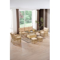 Edra Rattan Puflu Bahçe Balkon Takımı 3+1+1+camlı Masa Cappuccino Cappuccino Edra Rattan Puflu Bahçe Balkon Takımı 3+1+1+camlı Masa Cappuccino Cappuccino