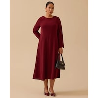Büyük Beden Basic Midi Elbise Gala-xi Bordo Büyük Beden Basic Midi Elbise Gala-xi Bordo