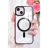Fibaks iPhone 13/14/15 Uyumlu Kılıf Magsafe Wireless Şarj Özellikli Tam Koruma Renkli Sert Silikon Kapak Siyah Fibaks iPhone 13/14/15 Uyumlu Kılıf Magsafe Wireless Şarj Özellikli Tam Koruma Renkli Sert Silikon Kapak Siyah