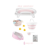 6'lı Bebek Küvet Set Fileli Cm-6 Parça Bebe Setı Katlanır Pembe 6'lı Bebek Küvet Set Fileli Cm-6 Parça Bebe Setı Katlanır Pembe