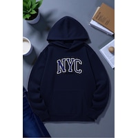 Uyguntarz Unisex Nyc Tasarım Baskılı Kapüşonlu Sweatshirt Lacivert Uyguntarz Unisex Nyc Tasarım Baskılı Kapüşonlu Sweatshirt Lacivert