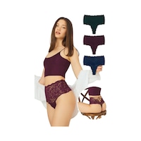 Cottonhill Dantelli Lastik Detaylı Yüksek Bel Kadın Tanga 3'lü Paket Külot - 2 Renkli1 Çok Renkli Cottonhill Dantelli Lastik Detaylı Yüksek Bel Kadın Tanga 3'lü Paket Külot - 2 Renkli1 Çok Renkli
