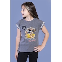 Toontoy Kids Toontoy Kız Çocuk Şerit Detaylı Baskılı Tişört Antrasit Toontoy Kids Toontoy Kız Çocuk Şerit Detaylı Baskılı Tişört Antrasit
