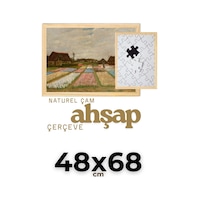 Ahşap-48x68 Ahşap Çerçeve 2cm En, 2,5cm Derinlik Puzzle Fotoğraf Poster Resim Çerçevesi Naturel Çam