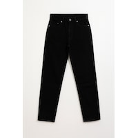 Kadın Yüksek Bel Mom Fit Siyah Jean Pantolon Siyah Kadın Yüksek Bel Mom Fit Siyah Jean Pantolon Siyah